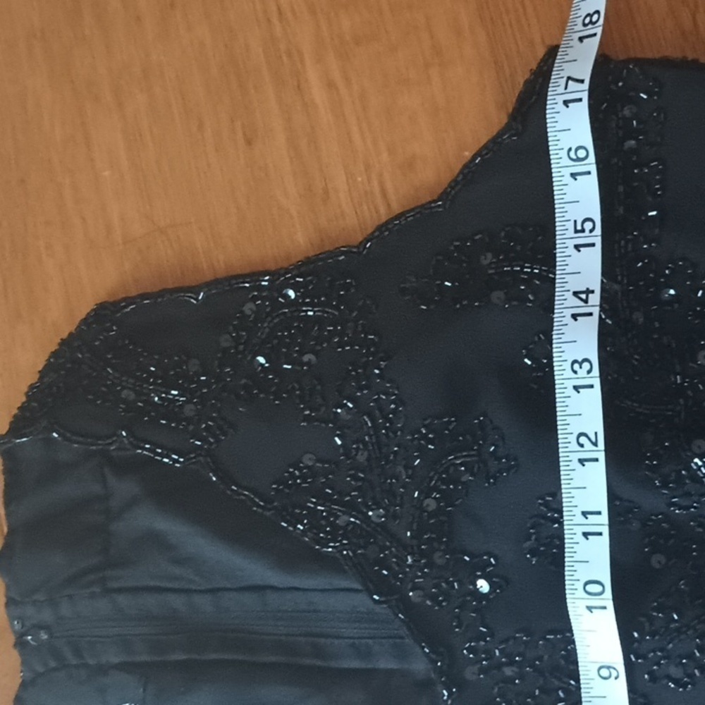 JKARA beaded black zip up cocktail style top.Size medium. Whimsy Goth. - Picture 11 of 14